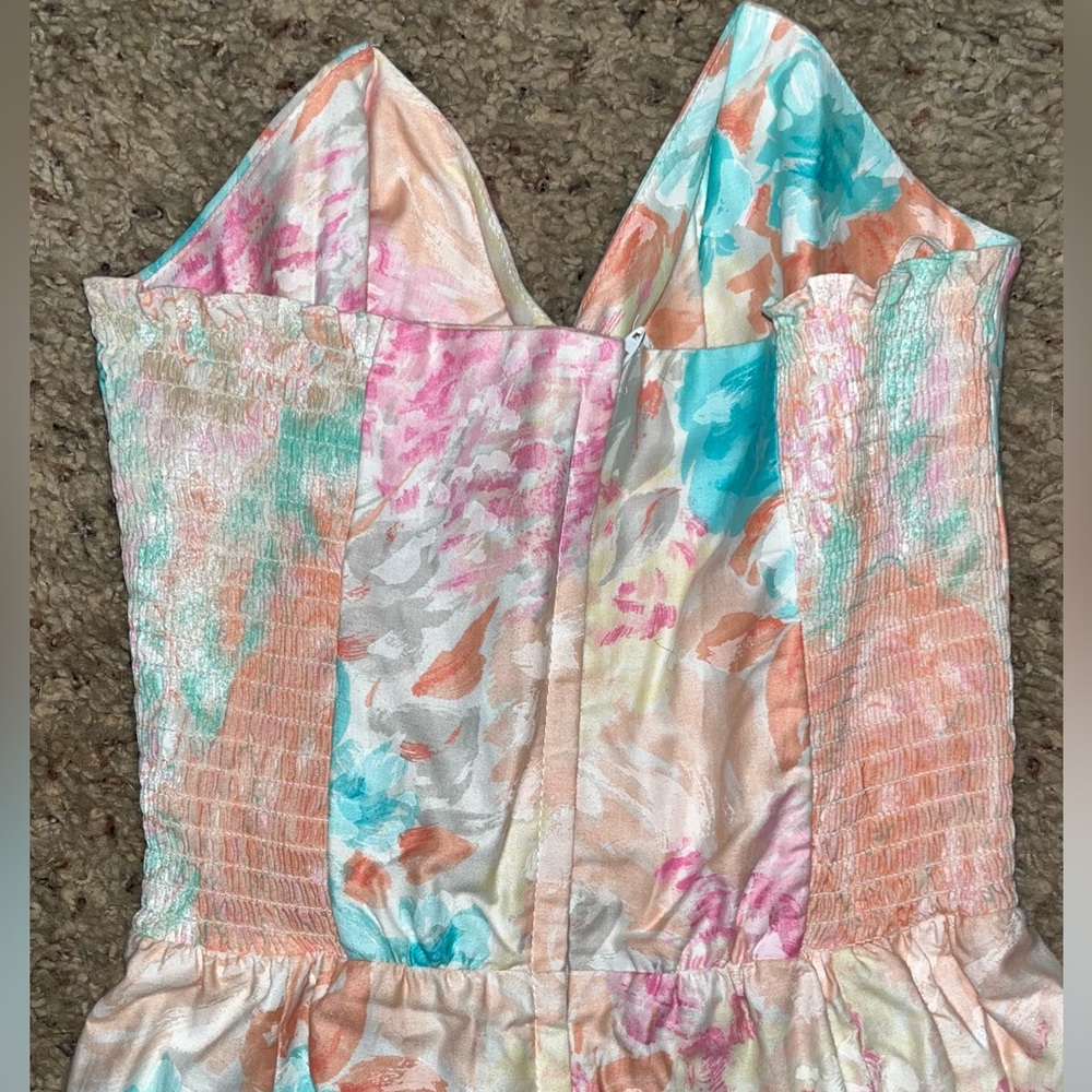 SEA SUNS BY SIR WINSTON FLORAL STRAIGHT LEG STRAPLESS JUMPSUIT / SIZE LARGE - Picture 3 of 9